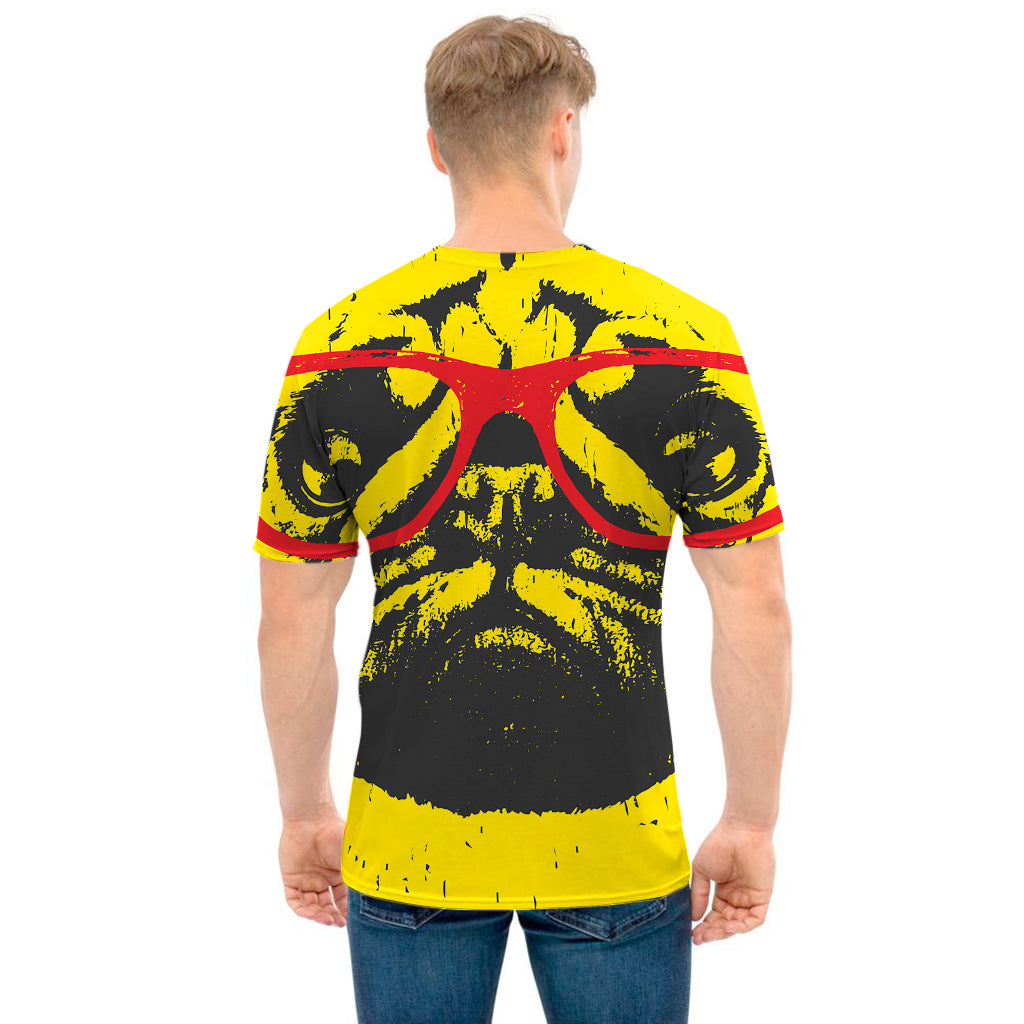 Pug With Glasses Portrait Print Men's T-Shirt