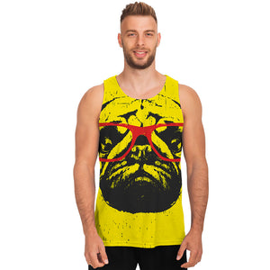 Pug With Glasses Portrait Print Men's Tank Top