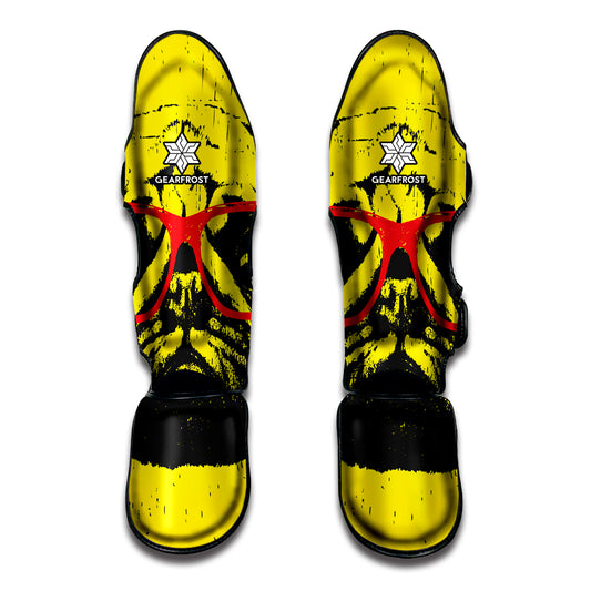 Pug With Glasses Portrait Print Muay Thai Shin Guard