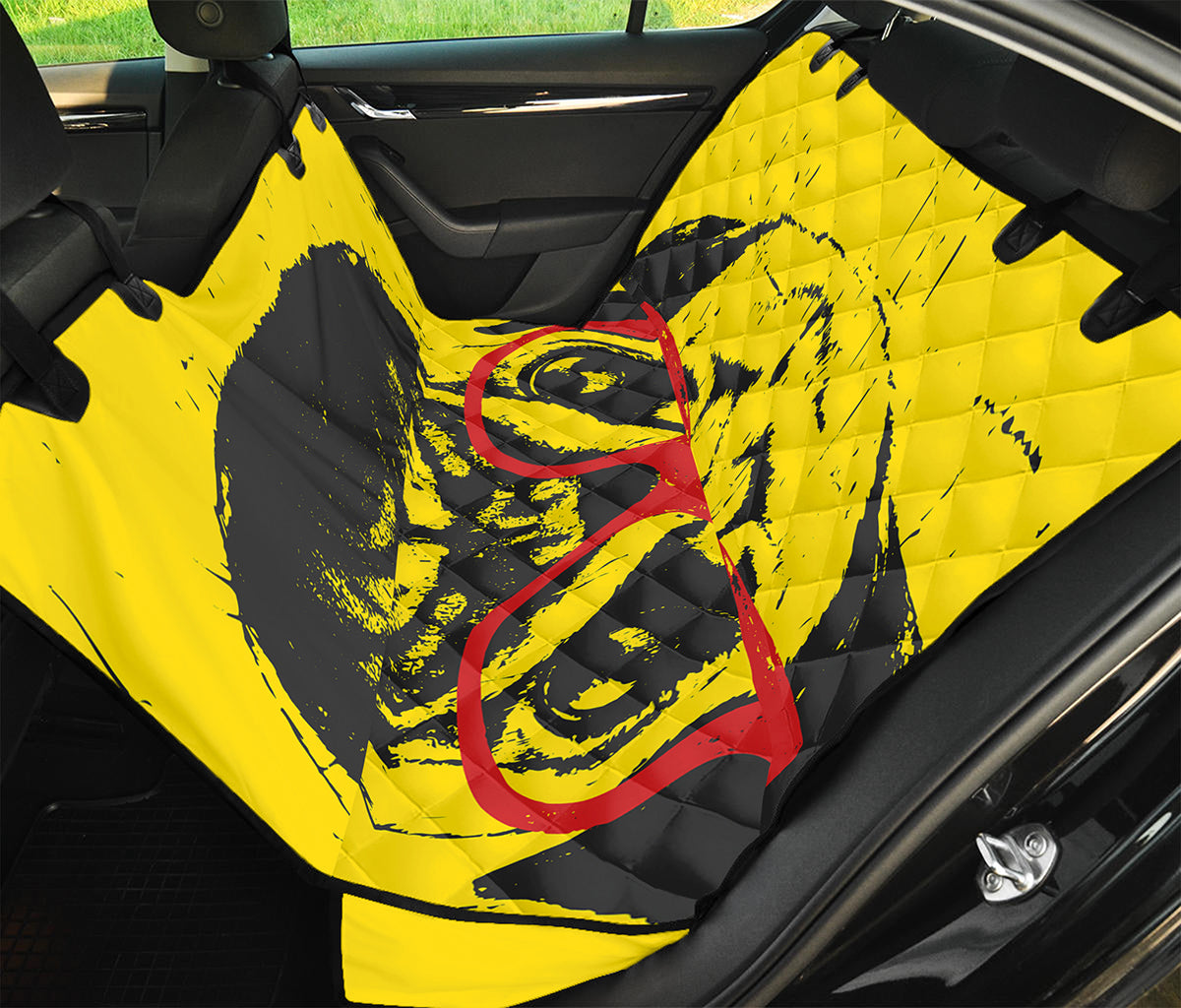 Pug With Glasses Portrait Print Pet Car Back Seat Cover