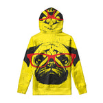 Pug With Glasses Portrait Print Pullover Hoodie