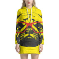 Pug With Glasses Portrait Print Pullover Hoodie Dress