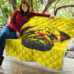 Pug With Glasses Portrait Print Quilt