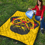 Pug With Glasses Portrait Print Quilt