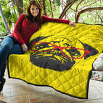 Pug With Glasses Portrait Print Quilt