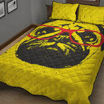 Pug With Glasses Portrait Print Quilt Bed Set