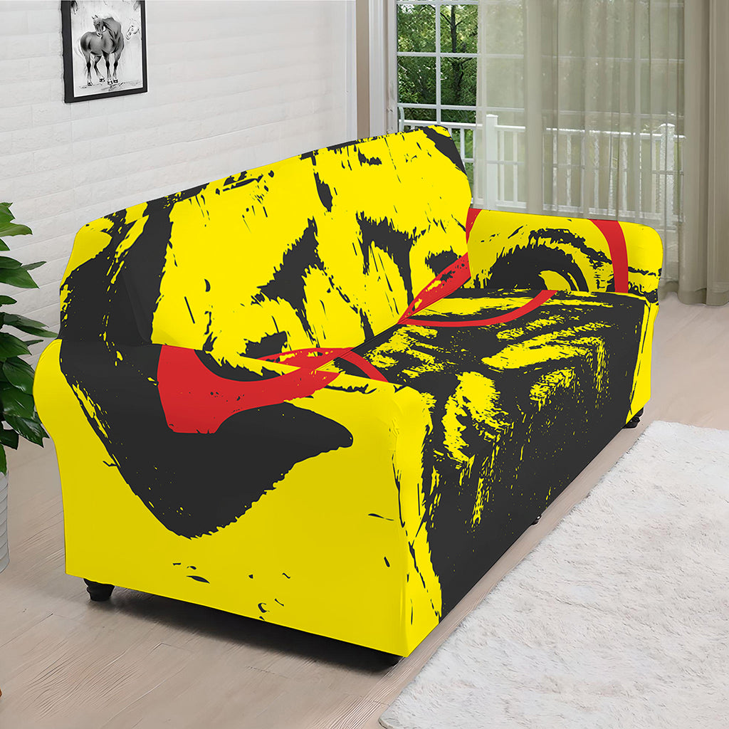 Pug With Glasses Portrait Print Sofa Cover