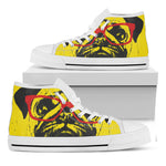 Pug With Glasses Portrait Print White High Top Shoes