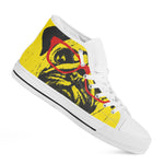 Pug With Glasses Portrait Print White High Top Shoes