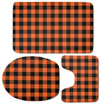 Pumpkin Orange Buffalo Check Print 3 Piece Bath Mat Set