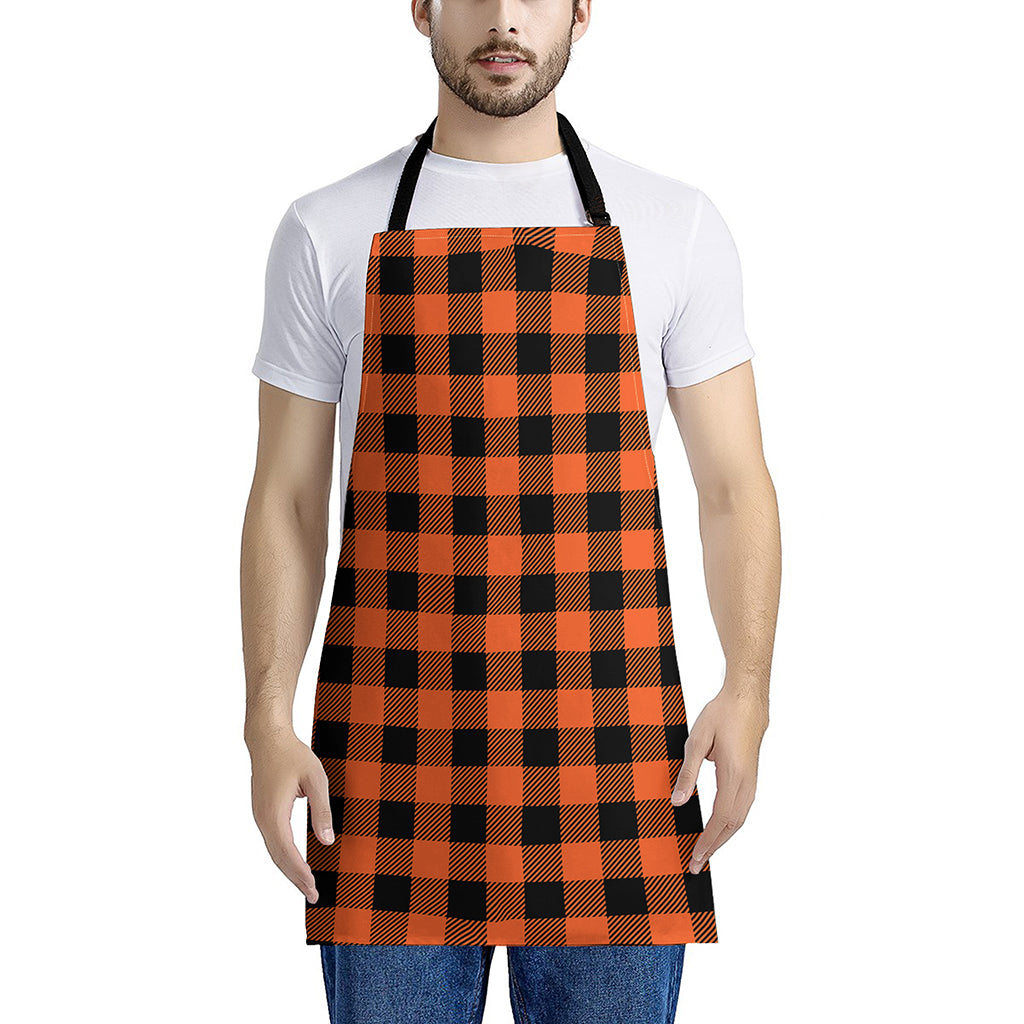 Pumpkin Orange Buffalo Check Print Apron