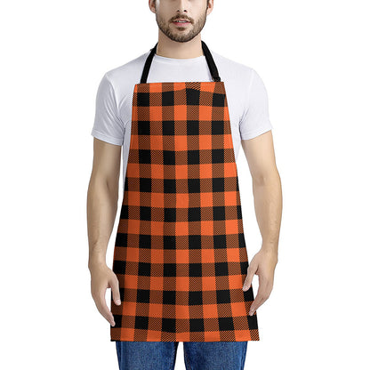 Pumpkin Orange Buffalo Check Print Apron