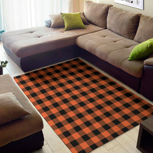 Pumpkin Orange Buffalo Check Print Area Rug