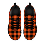 Pumpkin Orange Buffalo Check Print Black Sneakers