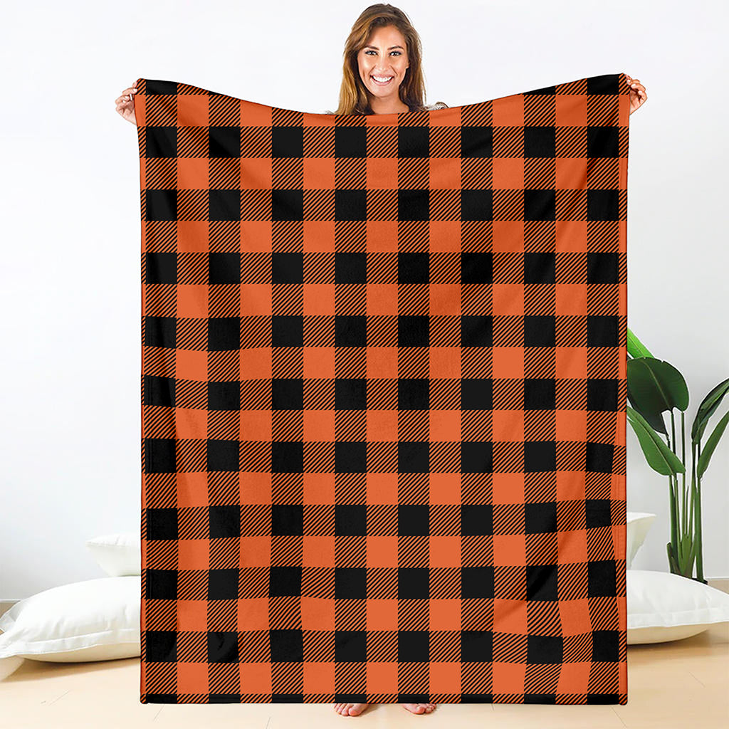 Pumpkin Orange Buffalo Check Print Blanket