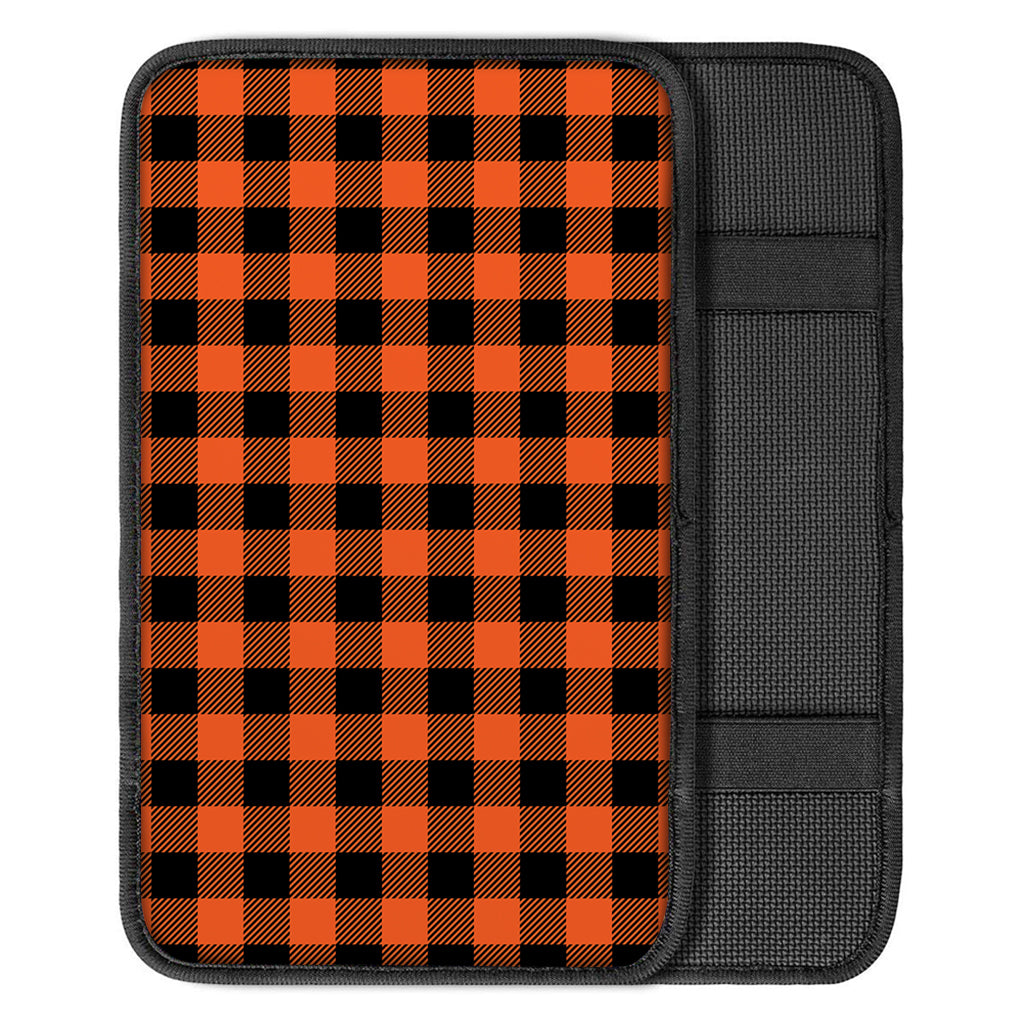Pumpkin Orange Buffalo Check Print Car Center Console Cover