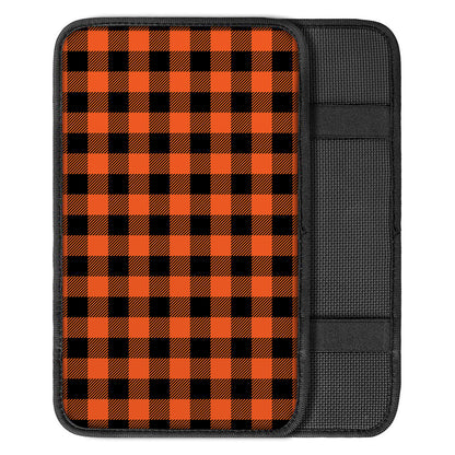 Pumpkin Orange Buffalo Check Print Car Center Console Cover