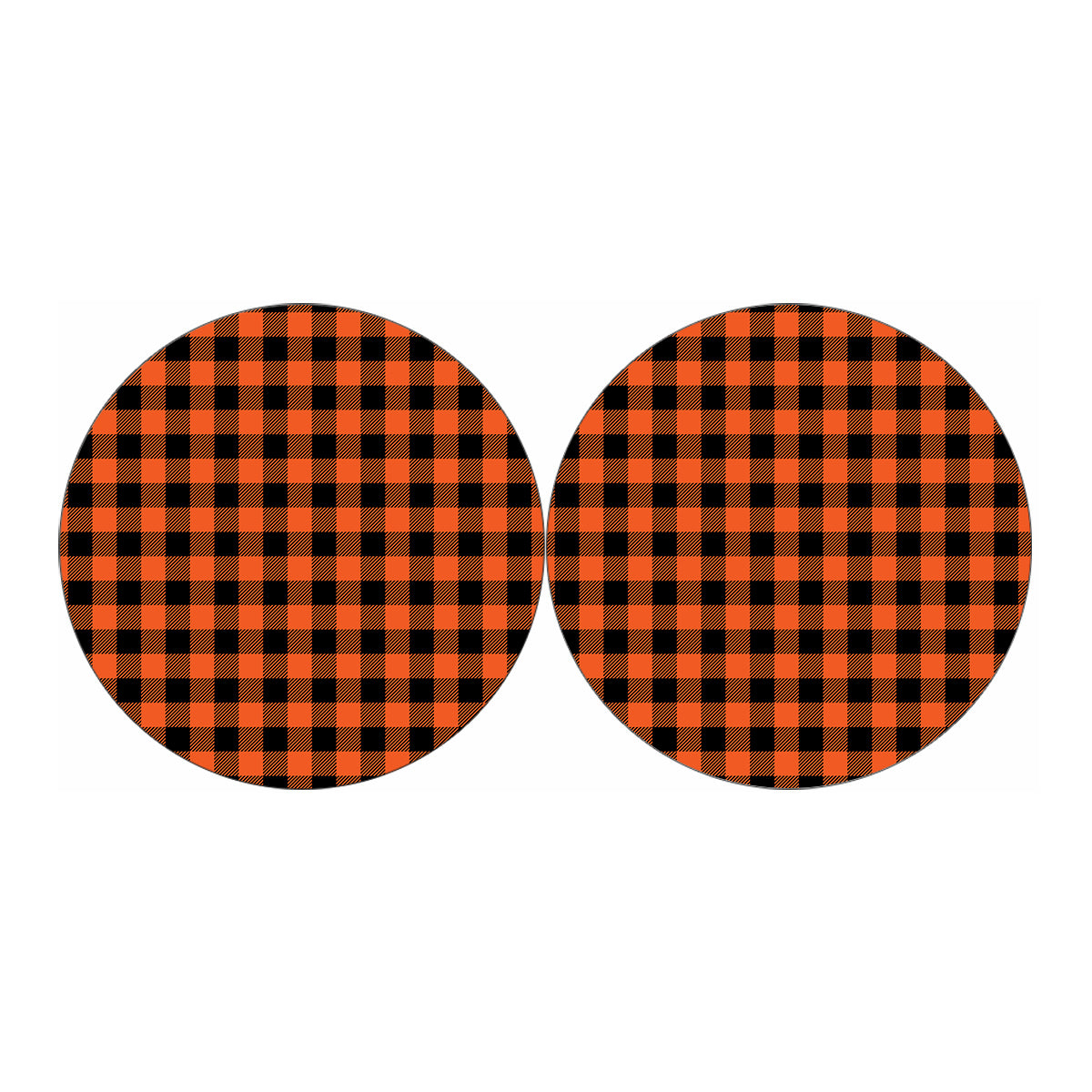 Pumpkin Orange Buffalo Check Print Car Coasters