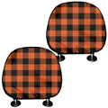 Pumpkin Orange Buffalo Check Print Car Headrest Covers