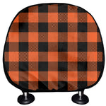 Pumpkin Orange Buffalo Check Print Car Headrest Covers