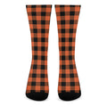 Pumpkin Orange Buffalo Check Print Crew Socks