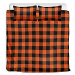 Pumpkin Orange Buffalo Check Print Duvet Cover Bedding Set
