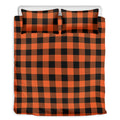 Pumpkin Orange Buffalo Check Print Duvet Cover Bedding Set