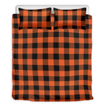 Pumpkin Orange Buffalo Check Print Duvet Cover Bedding Set