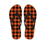 Pumpkin Orange Buffalo Check Print Flip Flops