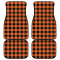 Pumpkin Orange Buffalo Check Print Front and Back Car Floor Mats