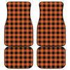 Pumpkin Orange Buffalo Check Print Front and Back Car Floor Mats