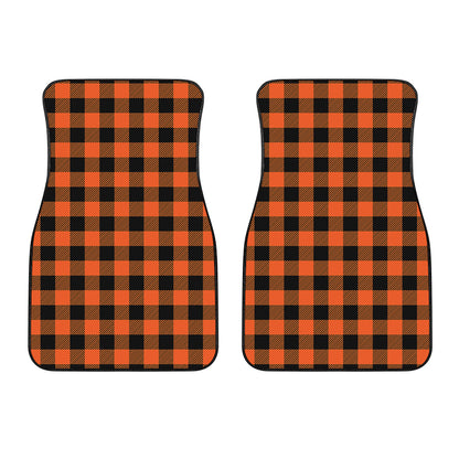 Pumpkin Orange Buffalo Check Print Front Car Floor Mats