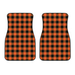 Pumpkin Orange Buffalo Check Print Front Car Floor Mats