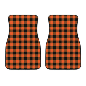 Pumpkin Orange Buffalo Check Print Front Car Floor Mats