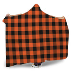 Pumpkin Orange Buffalo Check Print Hooded Blanket