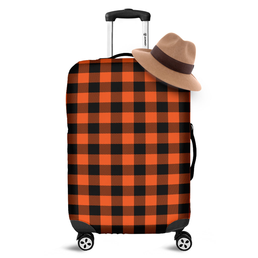 Pumpkin Orange Buffalo Check Print Luggage Cover