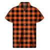 Pumpkin Orange Buffalo Check Print Men's Short Sleeve Shirt