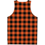 Pumpkin Orange Buffalo Check Print Men's Tank Top