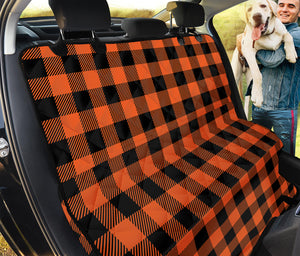 Pumpkin Orange Buffalo Check Print Pet Car Back Seat Cover