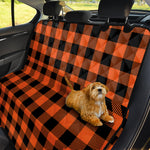 Pumpkin Orange Buffalo Check Print Pet Car Back Seat Cover