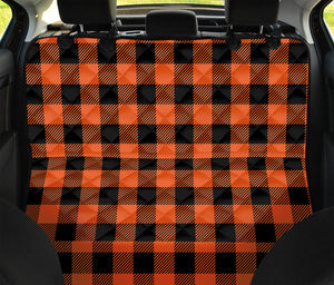 Pumpkin Orange Buffalo Check Print Pet Car Back Seat Cover