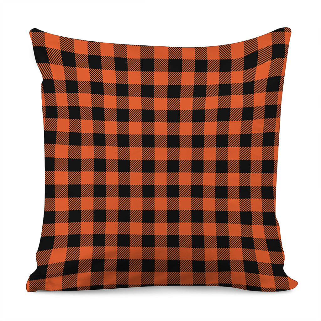 Pumpkin Orange Buffalo Check Print Pillow Cover