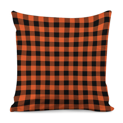Pumpkin Orange Buffalo Check Print Pillow Cover