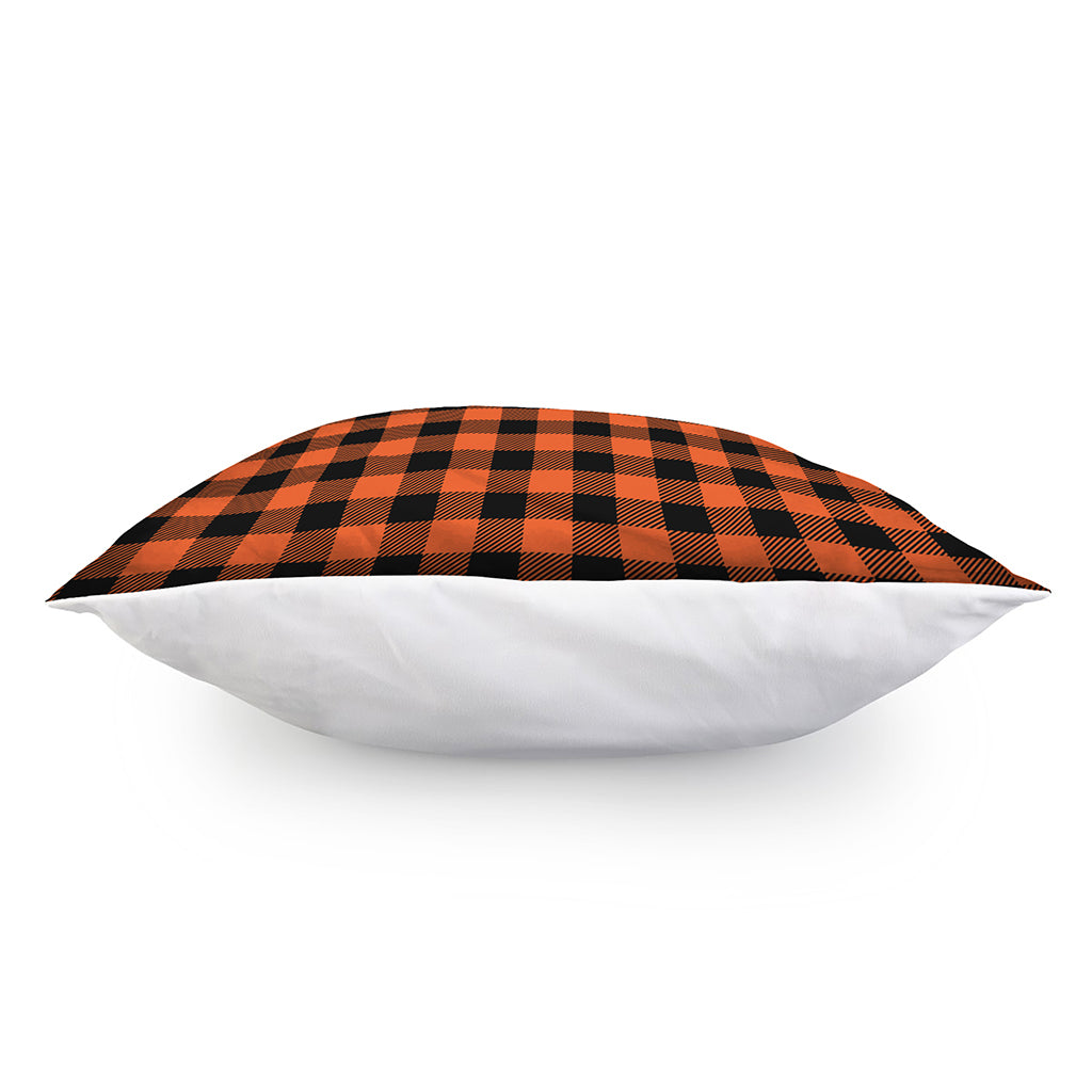 Pumpkin Orange Buffalo Check Print Pillow Cover