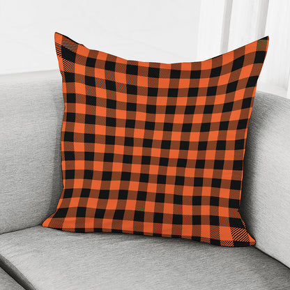 Pumpkin Orange Buffalo Check Print Pillow Cover