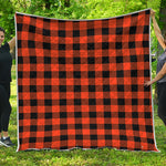 Pumpkin Orange Buffalo Check Print Quilt