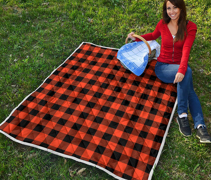 Pumpkin Orange Buffalo Check Print Quilt