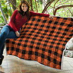 Pumpkin Orange Buffalo Check Print Quilt