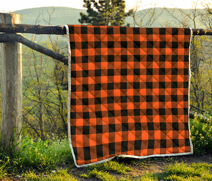 Pumpkin Orange Buffalo Check Print Quilt
