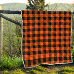 Pumpkin Orange Buffalo Check Print Quilt